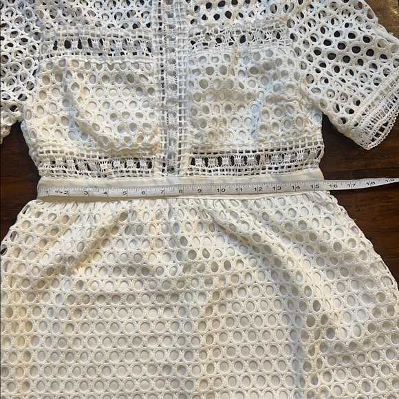 Simply Couture White Mock Neck A-line Dress with Circle Cut Out Pattern Size L - Picture 13 of 16